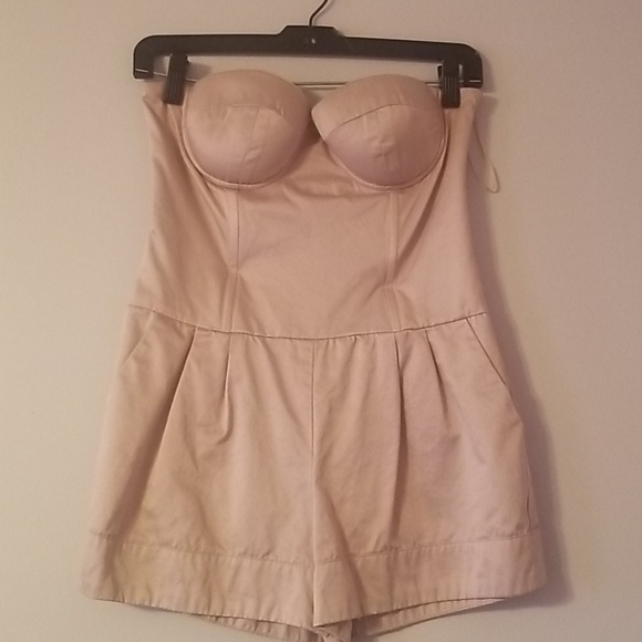 (🏷2/50) Beige Corset Style Strapless Romper - Picture 1 of 4